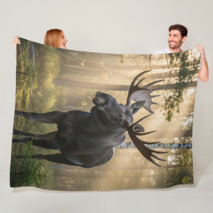 Moose & Forest Nature Blanket – Cozy Wildlife