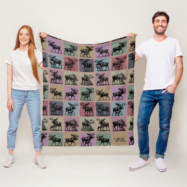 Moose Gift Blanket Vintage Moose Lover Throw (In Situ)