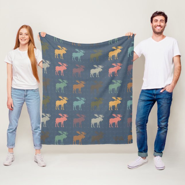 Moose Gift Blanket Vintage Moose Lover Throw (In Situ)