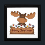 Moose Gift Box<br><div class="desc">Merry Christmas Moose with Christmas Lights
Hold your valuables in this beautiful keepsake box. Made of lacquered wood,  the jewellery box comes in golden oak,  ebony black,  emerald green,  and red mahogany. Soft felt protects your jewellery and other collectibles.</div>