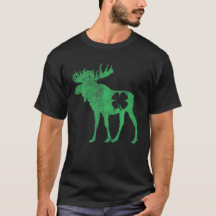Moose Gift St. Patrick's Day Shamrock Clover Irish T-Shirt