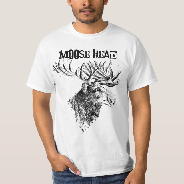 Moose Head Humour Fun T - Shirt (Front)