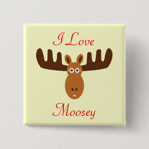 Moose Head_I Love Moosey 15 Cm Square Badge