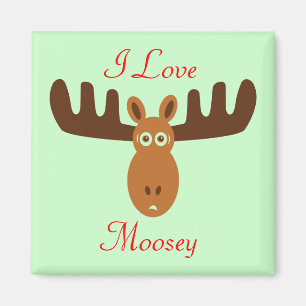 Moose Head_I Love Moosey 2_on green Magnet