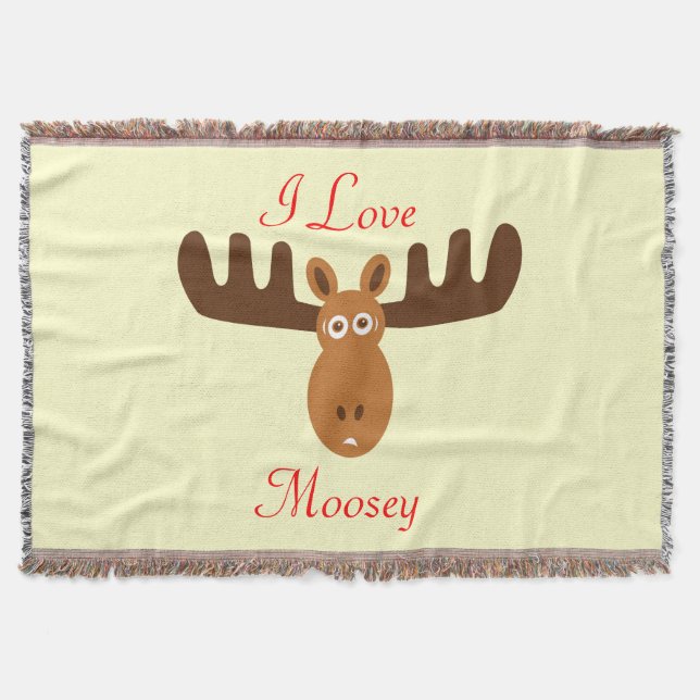 Moose Head_I Love Moosey Throw Blanket (Front)