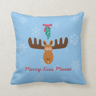 Moose Head_Merry Kiss Moose_Happy Gnu Year! Cushion