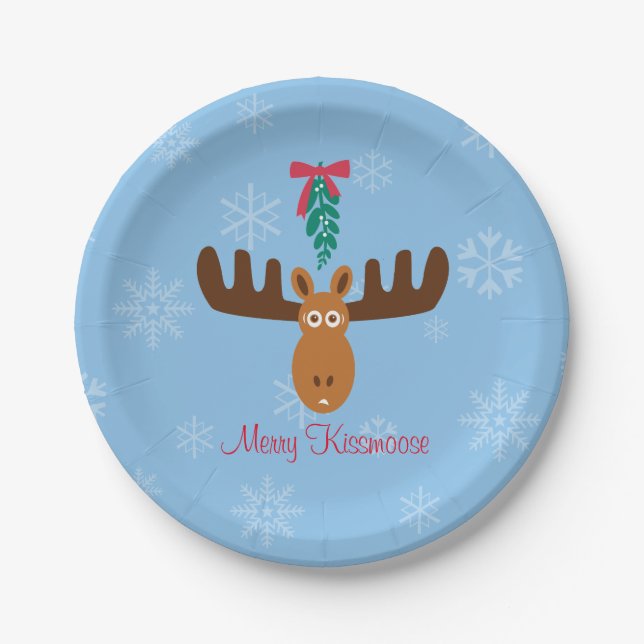 Moose Head_Mistletoe_Merry KissMoose_Party Time Paper Plate (Front)