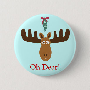 Moose Head_Mooseltoe_Oh Dear! holiday button pin