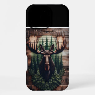 Moose Head On Wood iPhone 16 Pro Max Case