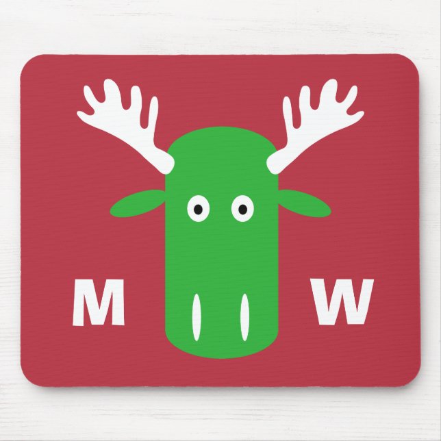 Moose Head Pop Art custom monogram mousepad (Front)