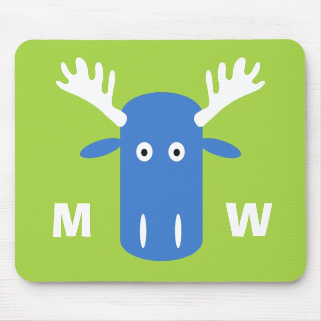 Moose Head Pop Art custom monogram mousepad (Front)