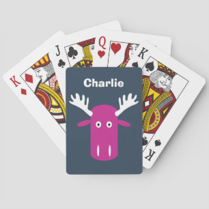Moose Head Pop Art custom monogram playing cards