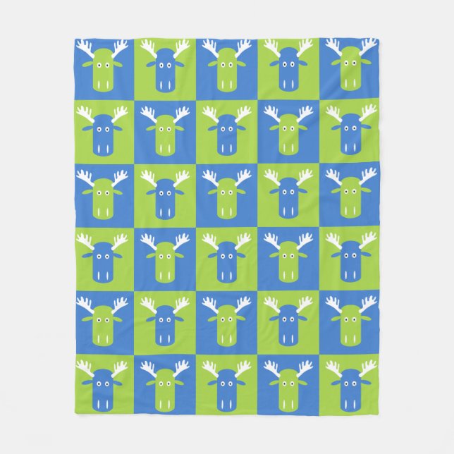 Moose Head Pop Art fleece blankets (Front)