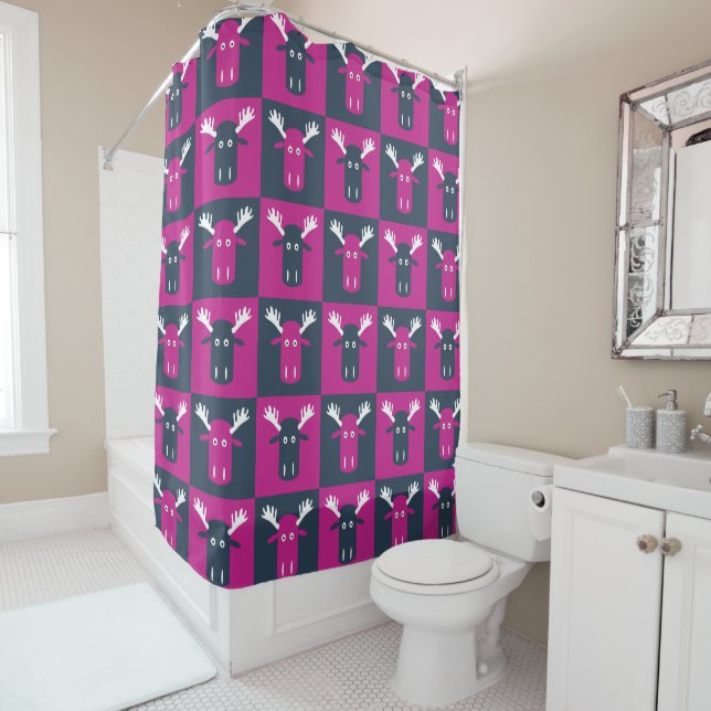 Moose Head Pop Art shower curtain (In Situ)