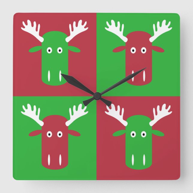 Moose Head Pop Art wall clock (Front)