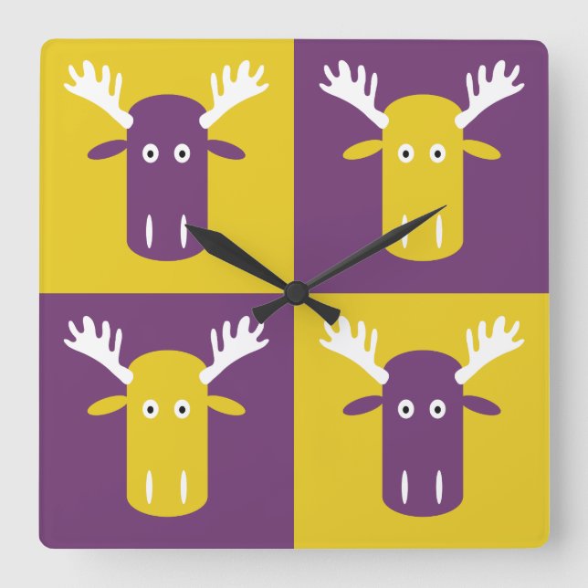 Moose Head Pop Art wall clock (Front)