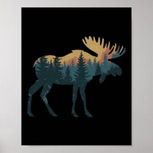Moose Hunting Hiking Outdoor Camping Forest Men Wo Poster