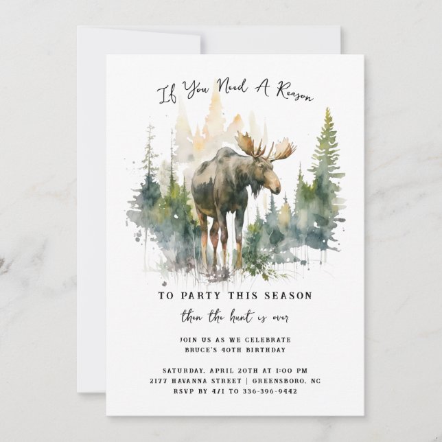 Moose | Hunting Themed Birthday Party Invitation (Front)