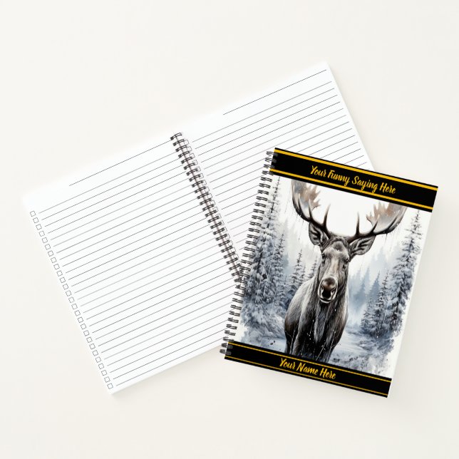 Moose in a snowy forest notebook (Inside)