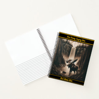 Moose in calm waters beneath moonlight notebook