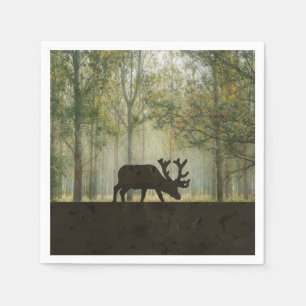 Moose in Forest Illustration Napkin