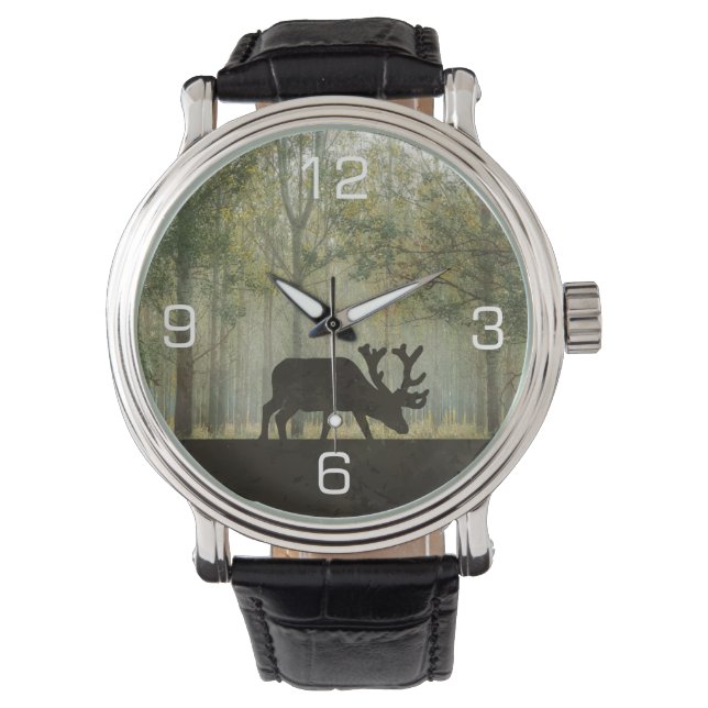 Moose in Forest Illustration Watch (Front)