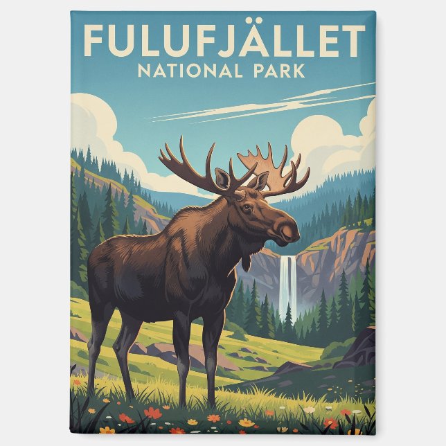 Moose in Fulufjället National Park Sweden Travel Magnet (Front)