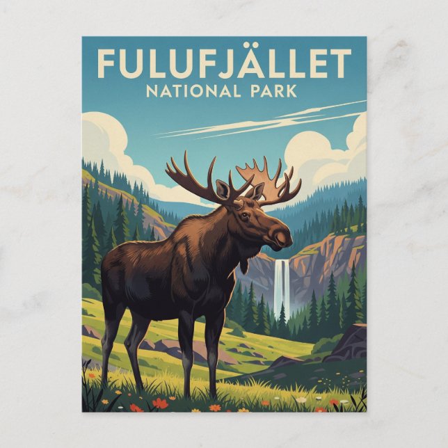 Moose in Fulufjället National Park Sweden Travel Postcard (Front)