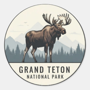Moose in Grand Teton National Park Classic Round Sticker