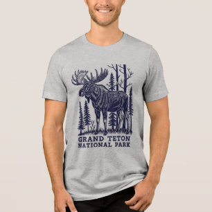 Moose in Grand Teton National Park Tri-Blend Shirt