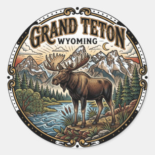 Moose in Grand Teton National Park Wyoming Classic Round Sticker