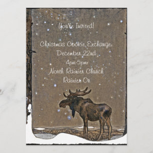 Moose in Snow Invitation