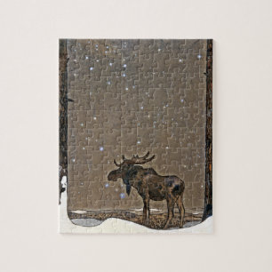 Moose in Snow Jigsaw Puzzle