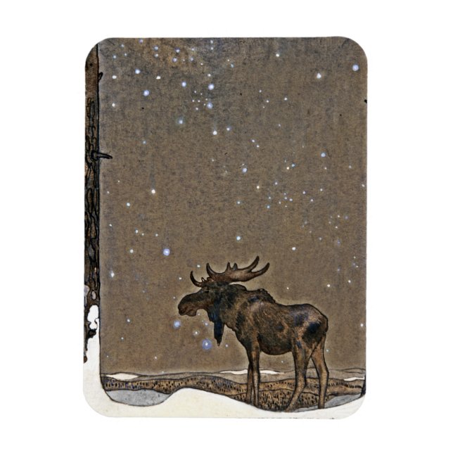 Moose in Snow Magnet (Vertical)