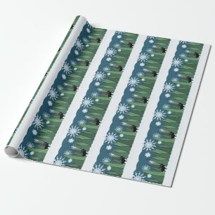 Moose in Snowflake Forest Wrapping Paper