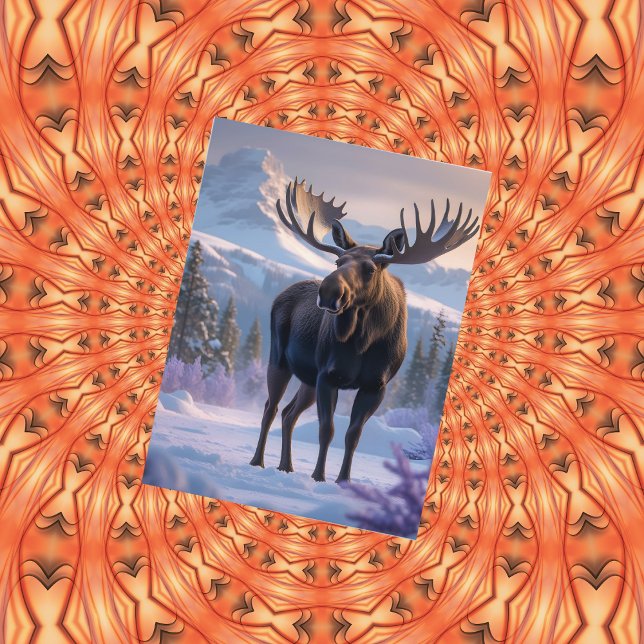 Moose in Snowy Forest Scene Postcard (Creator Uploaded)