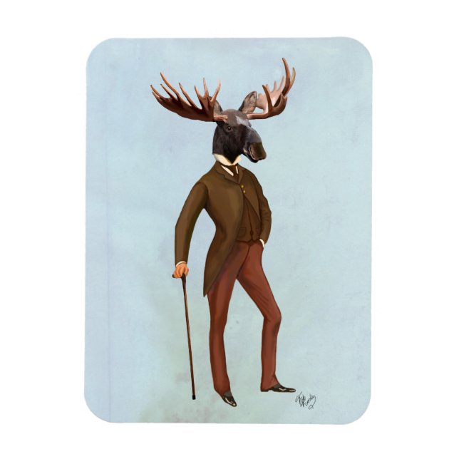 Moose In Suit Full 2 Magnet (Vertical)