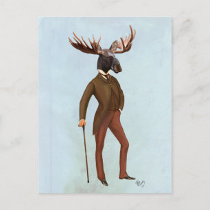 Moose In Suit Full 2 Postcard