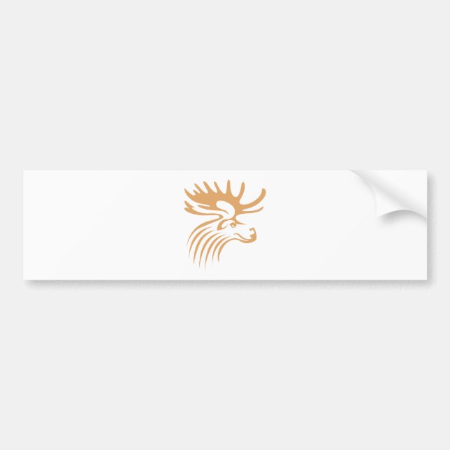 Moose in Swish Drawing Style Bumper Sticker (Front)