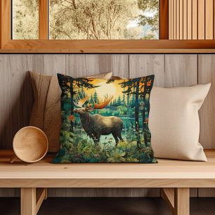Moose In The Boreal Forest Cushion