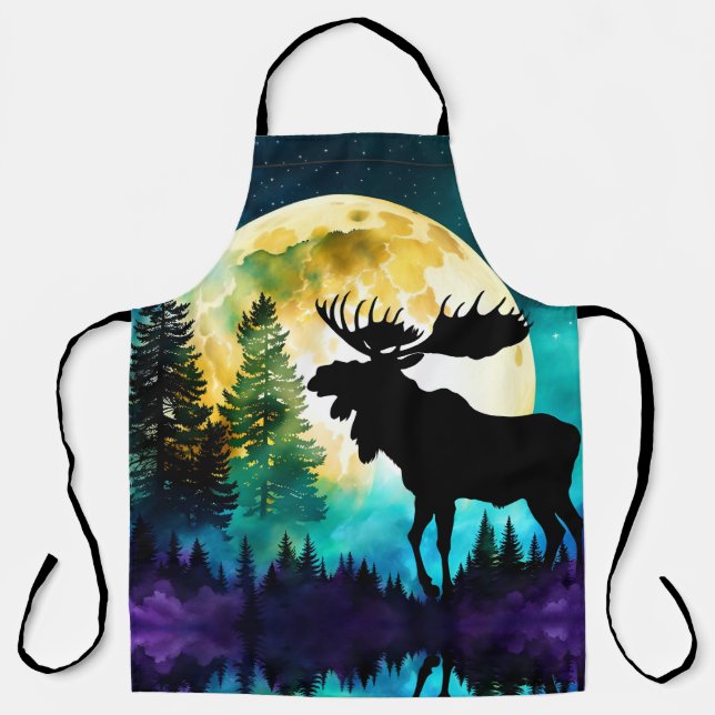 Moose in the forest Full moon  Apron (Front)