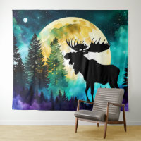 Moose in the forest Full moon 