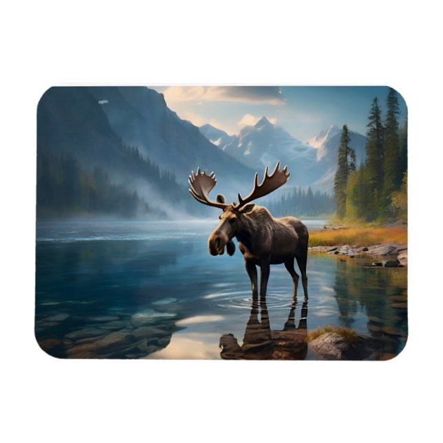 Moose in the lake magnet (Horizontal)
