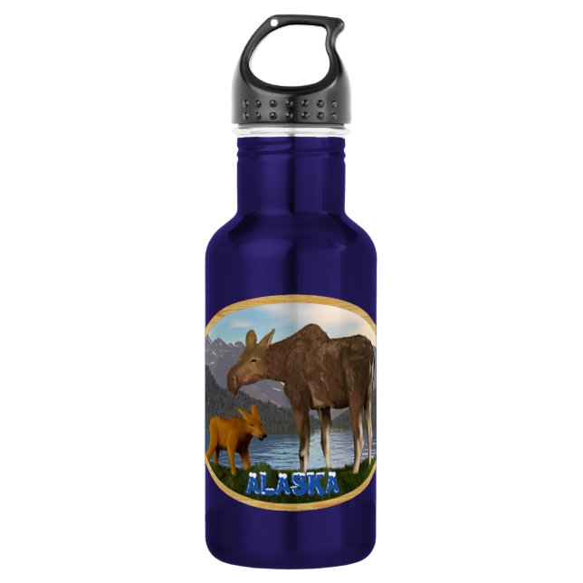 Moose in the Meadow 532 Ml Water Bottle (Front)
