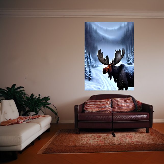 Moose in the winter  snow | AI Art Poster (Creator Uploaded)