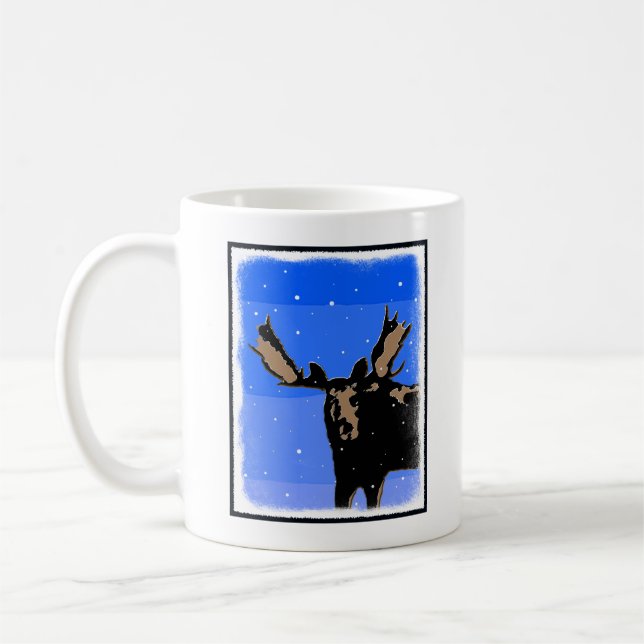 Moose in Winter  - Original Wildlife Art Coffee Mug (Left)