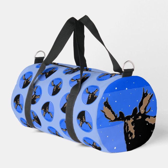 Moose in Winter  - Original Wildlife Art Duffle Bag (Left Corner)