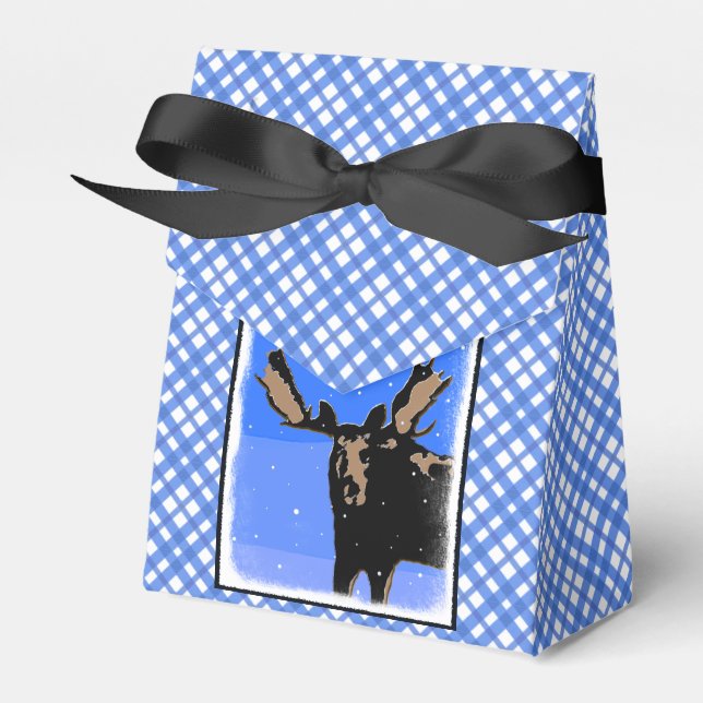 Moose in Winter  - Original Wildlife Art Favour Box (Front Side)