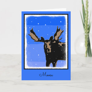 Moose in Winter - Original Wildlife Art Holiday Card