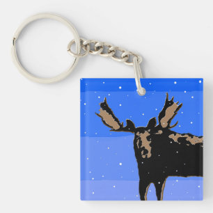 Moose in Winter  - Original Wildlife Art Key Ring